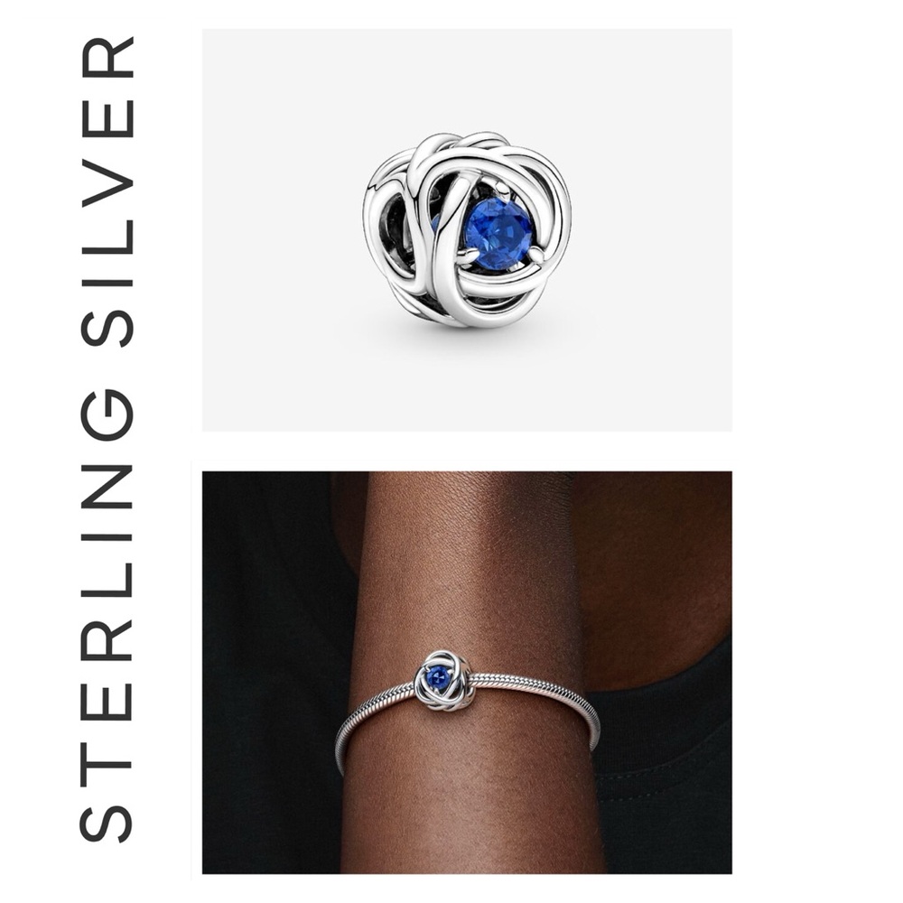 🐘🐘 S925 Sterling Silver September Blue Eternity Circle Charm